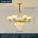 Retro gold multi tier crystal chandelier living room light