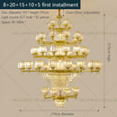 Retro gold multi tier crystal chandelier living room light