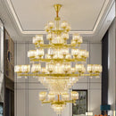 Retro gold multi tier crystal chandelier living room light