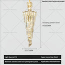 European luxury gold crystal chandelier dining room multi tiered light