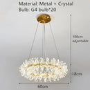 Crystal chandelier flower luxury gold ring lamp for dining room