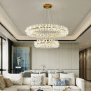 Crystal chandelier flower luxury gold ring lamp for dining room