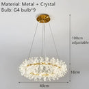 Crystal chandelier flower luxury gold ring lamp for dining room