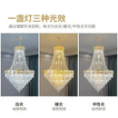 Golden tiered crystal chandelier for villa living room