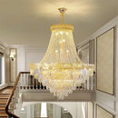 Golden tiered crystal chandelier for villa living room