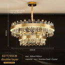 Gold double tier crystal chandelier for living room dining