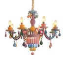 Pastel multi color decorbites crystal chandelier girl bedroom lamp