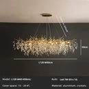 Golden branch crystal chandelier dining room leaf pendant light