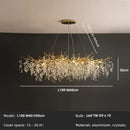 Golden branch crystal chandelier dining room leaf pendant light