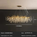 Golden branch crystal chandelier dining room leaf pendant light
