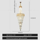 Modern gold spiral crystal chandelier living room cascading light