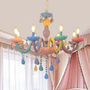 Pastel rainbow crystal chandelier kids bedroom candy light fixture