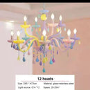 Pastel rainbow crystal chandelier kids bedroom candy light fixture