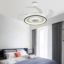 Modern black & white crystal chandelier led ceiling fan living room