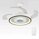 Modern black & white crystal chandelier led ceiling fan living room