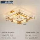 Luxury gold rectangular crystal chandelier led ceiling light bedroom