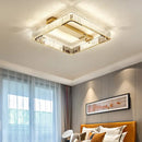 Luxury gold rectangular crystal chandelier led ceiling light bedroom