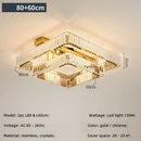 Luxury gold rectangular crystal chandelier led ceiling light bedroom