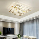 Luxury gold rectangular crystal chandelier led ceiling light bedroom