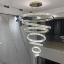 Modern gold spiral crystal chandelier staircase pendant light