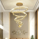 Modern gold spiral crystal chandelier staircase pendant light