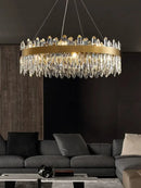 Modern gold oval crystal chandelier led dining room light