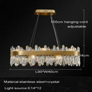 Modern gold oval crystal chandelier led dining room light