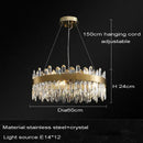 Modern gold oval crystal chandelier led dining room light