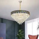 Luxury blue & gold tiered decorbites crystal chandelier living room