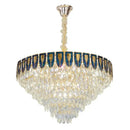 Luxury blue & gold tiered decorbites crystal chandelier living room