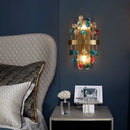 Multicolor crystal chandelier gold lighting fixture for dining room