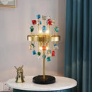 Multicolor crystal chandelier gold lighting fixture for dining room