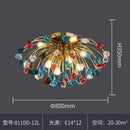 Multicolor crystal chandelier gold lighting fixture for dining room