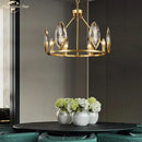 Luxury gold circular crystal chandelier living room led light