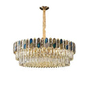 Gold and blue crystal chandelier led living room lighting