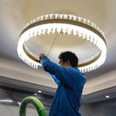 DecorBites™ Crystal Chandelier LED Ring Lamp for Dining Living Room & Bedroom