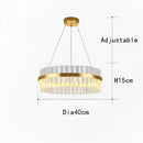 Modern gold crystal chandelier led ring lamp dining room decor