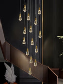 Modern gold crystal chandelier led staircase light for living room