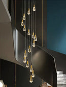 Modern gold crystal chandelier led staircase light for living room