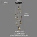 Modern gold crystal chandelier led staircase light for living room