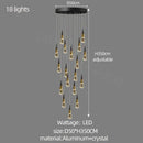 Modern gold crystal chandelier led staircase light for living room