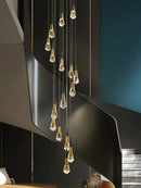 Modern gold crystal chandelier led staircase light for living room
