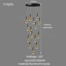 Modern gold crystal chandelier led staircase light for living room