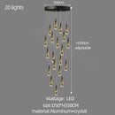 Modern gold crystal chandelier led staircase light for living room
