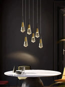 Modern gold crystal chandelier led staircase light for living room
