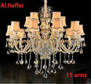 Modern gold crystal chandelier light bedroom with beige shades