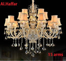 Modern gold crystal chandelier light bedroom with beige shades