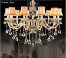 Modern gold crystal chandelier light bedroom with beige shades