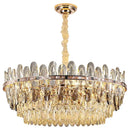 Modern chrome oval crystal chandelier light for dining room