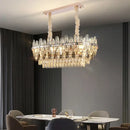 Modern chrome oval crystal chandelier light for dining room